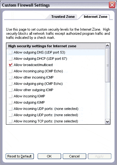 Настройка уровня защиты в ZoneAlarm Pro
