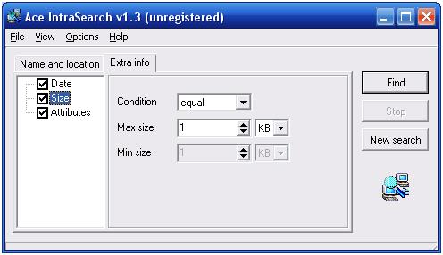 дополнительные опции в Ace IntraSearch