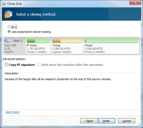 клонирование диска в Acronis Disk Director