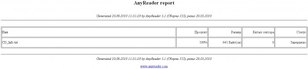 отчет в Any Reader
