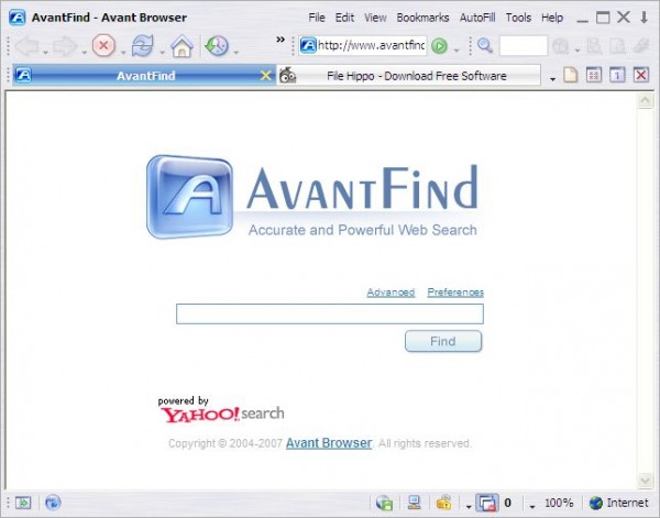 Окно программы Avant Browser
