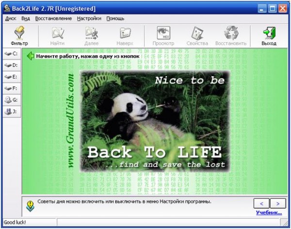 окно программы Back2Life