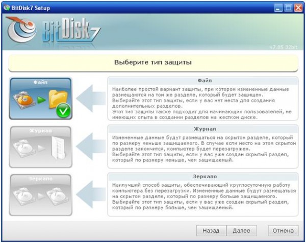 Тип защиты BitDisk