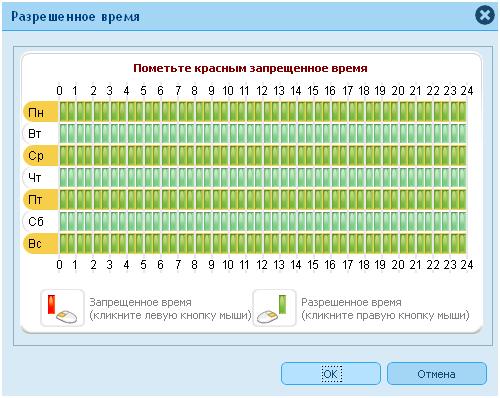 Установка разрешенного времени в ChildWebGuardian
