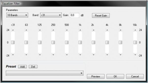 эквалайзер в Dexter Audio Editor