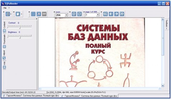 Работа с документом в DjVu Reader