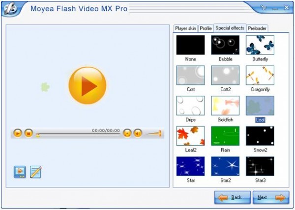 Выбор типа оформления Flash Video MX