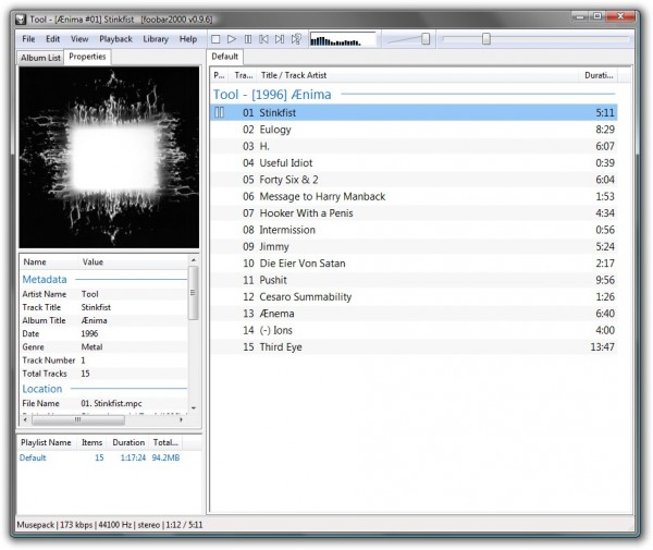 Интерфейс Foobar2000