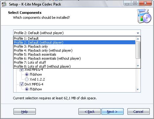 Выбор установки в K-Lite Codec Pack
