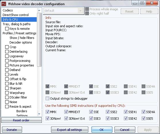Настройки видео декодера в K-Lite Codec Pack