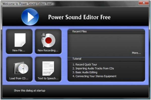 Начальное окно Power Sound Editor