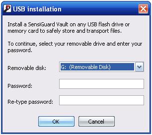 Установка SensiGuard на USB носитель