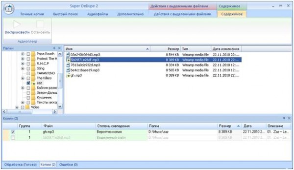 Super DeDupe, встроенный проигрыватель