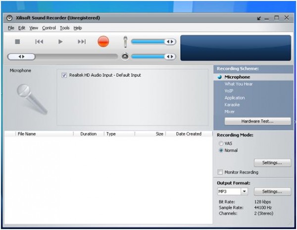 Окно программы Xilisoft Sound Recorder