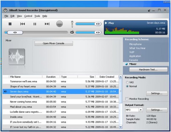 Xilisoft Sound Recorder в качестве проигрывателя