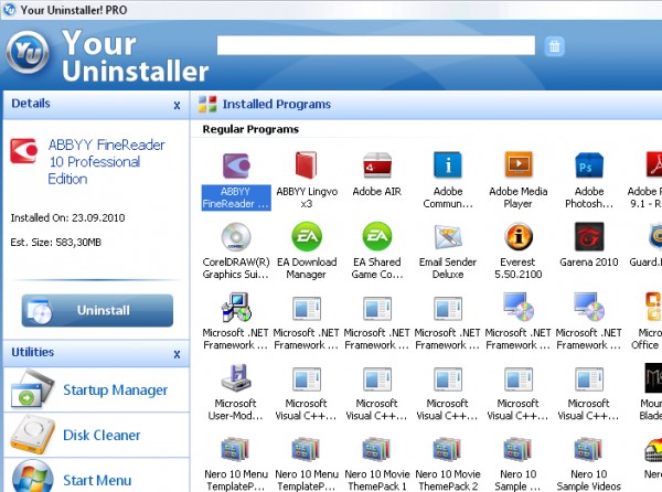 Основное окно программы Your Uninstaller